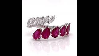 18Kt White Gold Diamond and Ruby Ring.