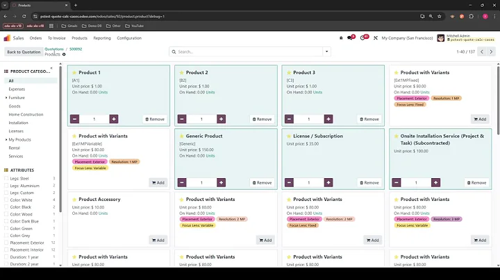 Odoo Quotation Calculator - Use Case 1