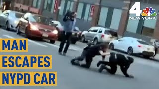 Insane Video Shows Man Escape NYPD Car, Get Tackled by Police | NBC New York