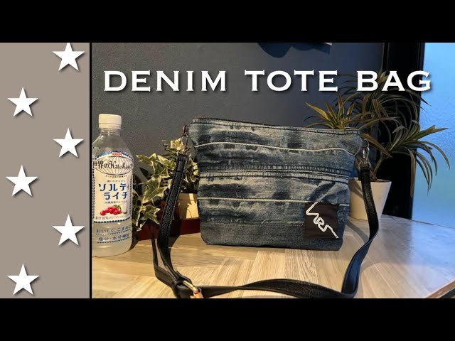 デニムリメイクバッグS 金蘭×デニム　金魚 Denim shoulder bag (remade bag using scraps) - YouTube
