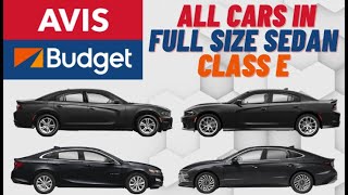 Avis Budget Car Rental Full Size Sedan Class E Car List