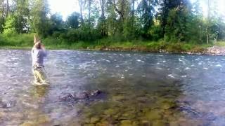 Anglers Roost Spey rod casting a Galeforce Competition Line