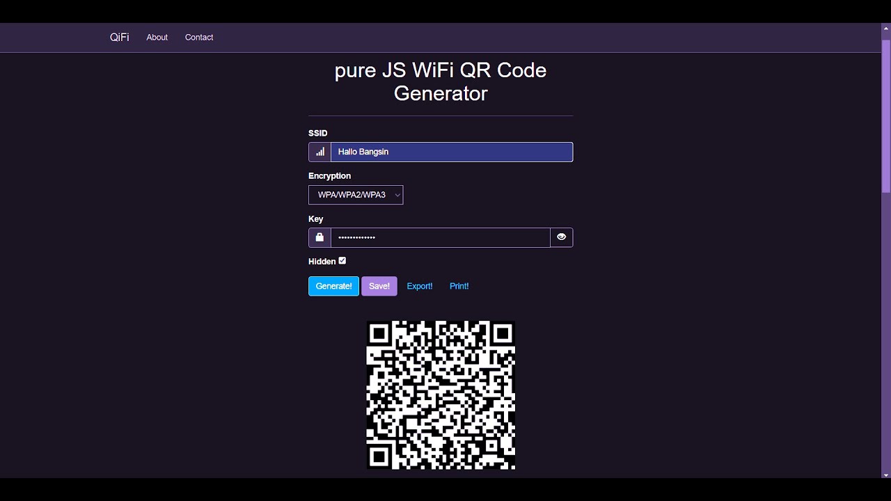 Wifi Trick - JS WiFi QR Code Generator ( Qifi.org )