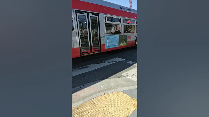 SF Muni 2013 New Flyer XDE40 #8732 on Route 44 O'Shaughnessy Departs 6th Ave & Geary