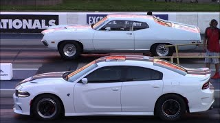 Ford Torino GT vs Hellcat Charger, Cadillac CTS-V & Hellcat Challenger @ Street Car Takeover