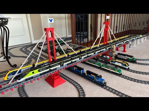 Awesome LEGO Train Set With Huge Lego Bridge - Passenger & Cargo Trains