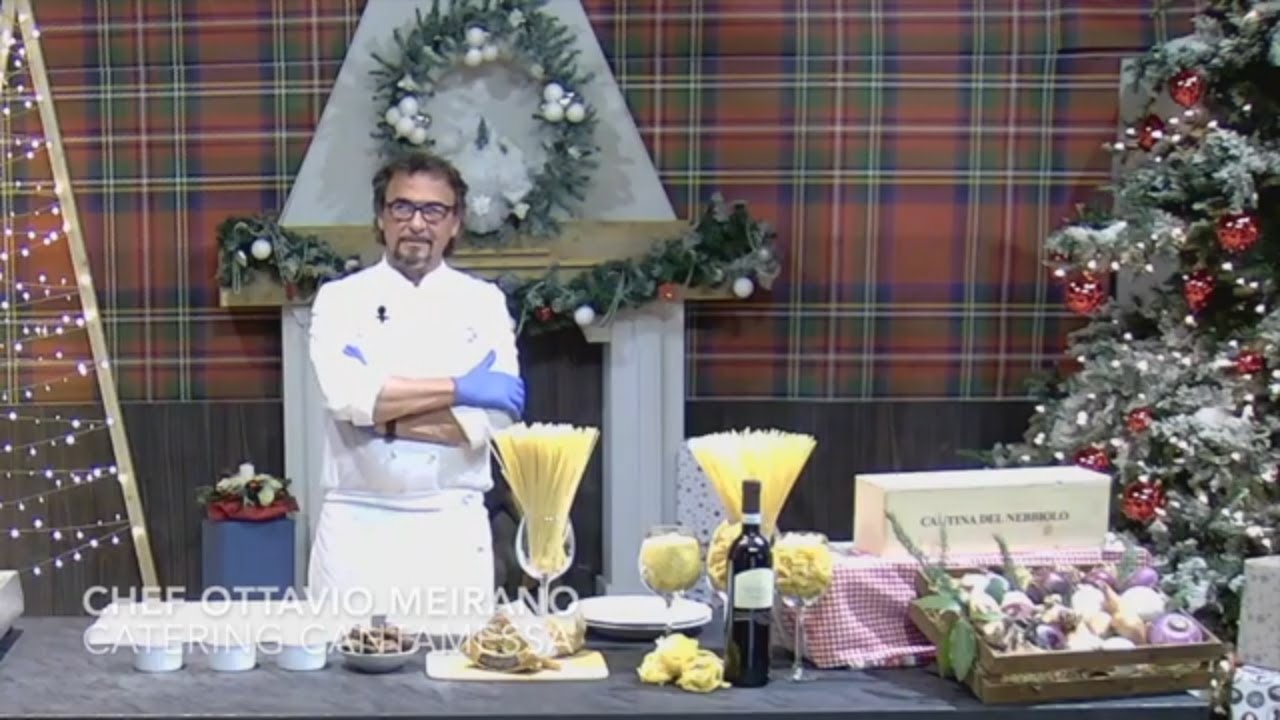 Linguine al burro fuso con Castelmagno, polvere di porcini e castagne, chef Ottavio Meirano