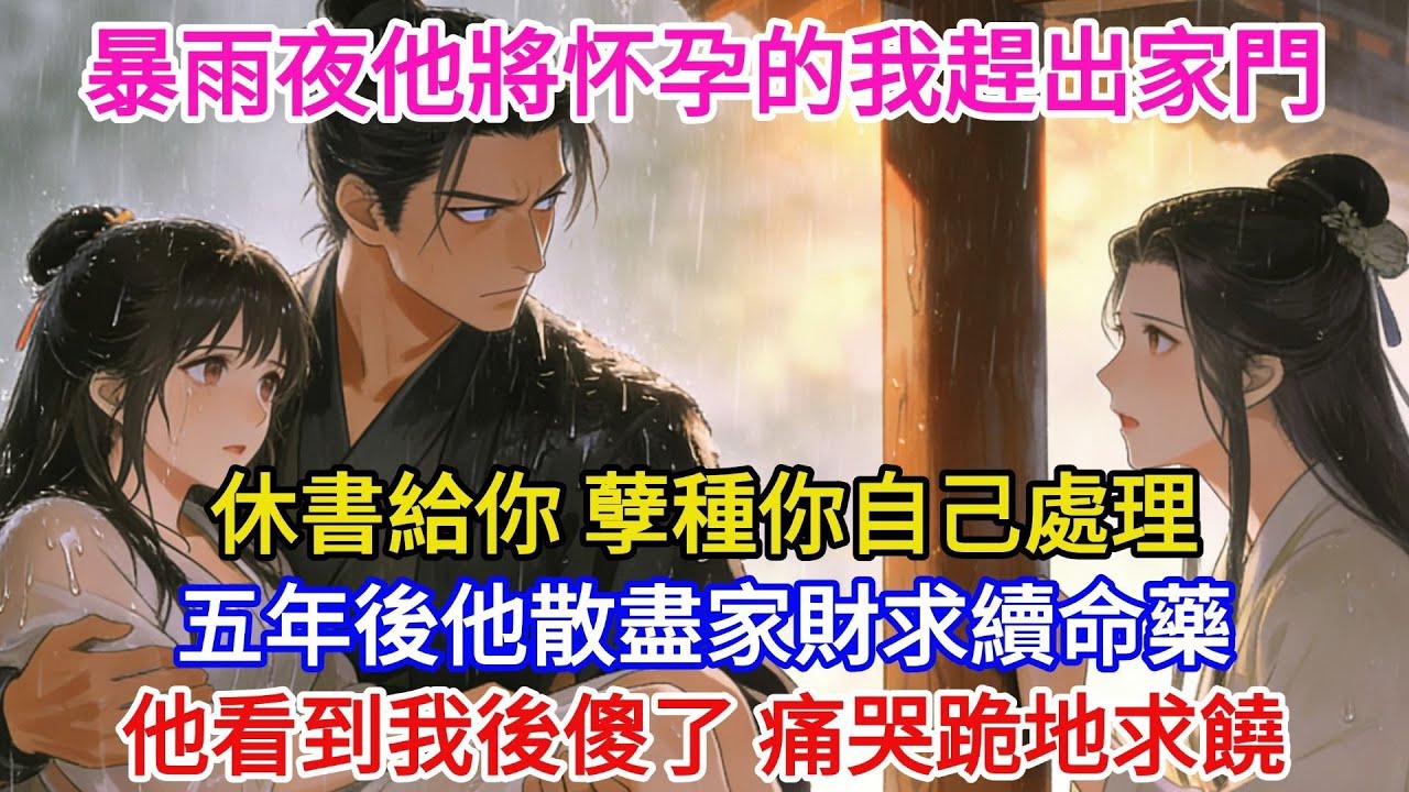 暴雨夜，他抱著他的綠茶表妹，將身懷六甲的我趕出家門，休書給你了，肚子的孽種你自己處理！五年後他散盡家財求續命藥至藥王谷，我碾碎他求來的藥引，他看到我後傻眼了，跪地求饒！#古代言情#女頻小説#甜寵虐戀