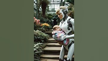 Robot Carries Baby Down Steps Safely! 👍🤖 Garden Walk! #robot #nextgenai #automation #ias #robotics