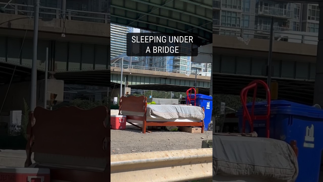 HOMELESS MAN Living under a BRIDGE! too scared to sleep at night 💔 