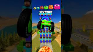 Tiny Car Jump the Minecraft Steve Portal… and GROWS to IMPOSSIBLE SIZE! #shorts #beamngdrive