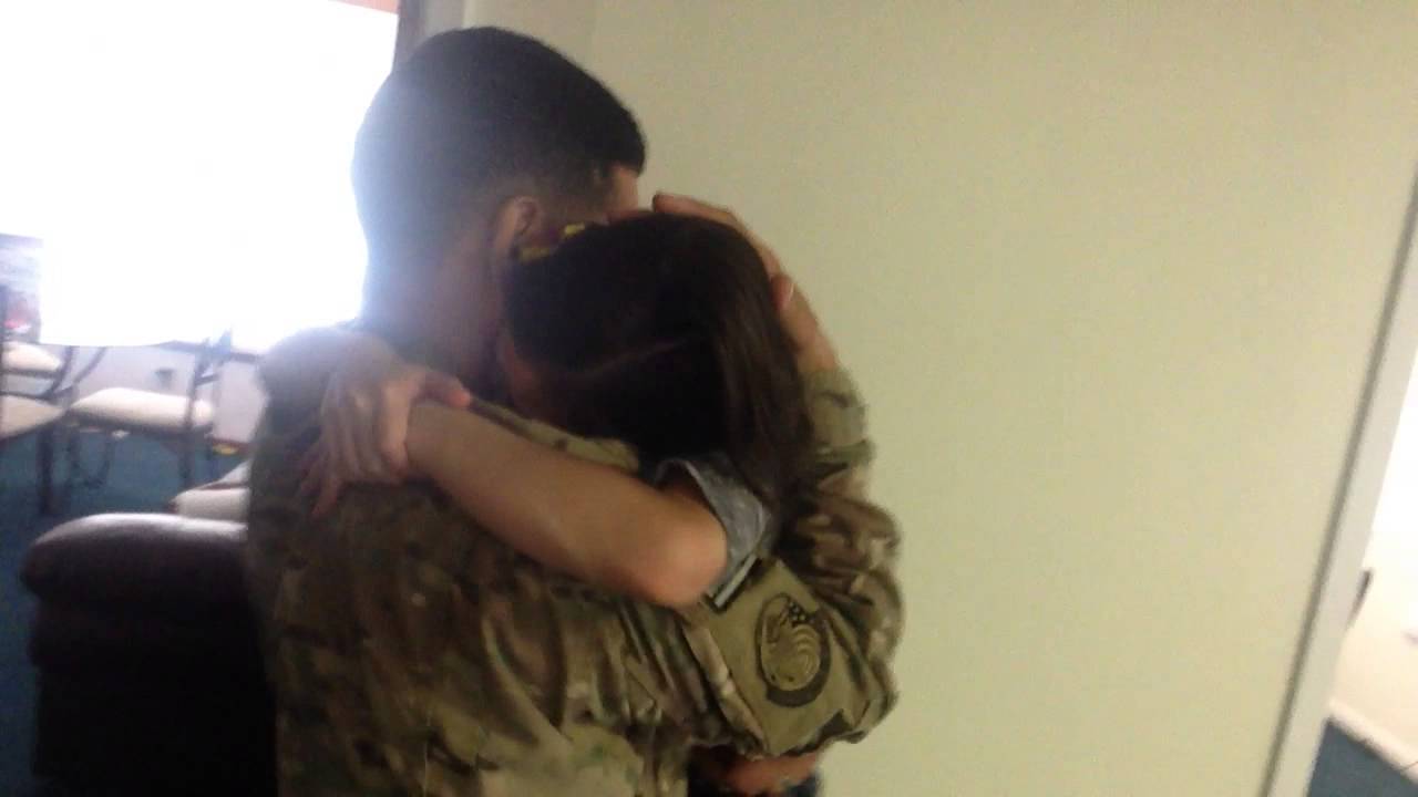 Military Air Force Sergeant surprises daughter while she records a video for him.