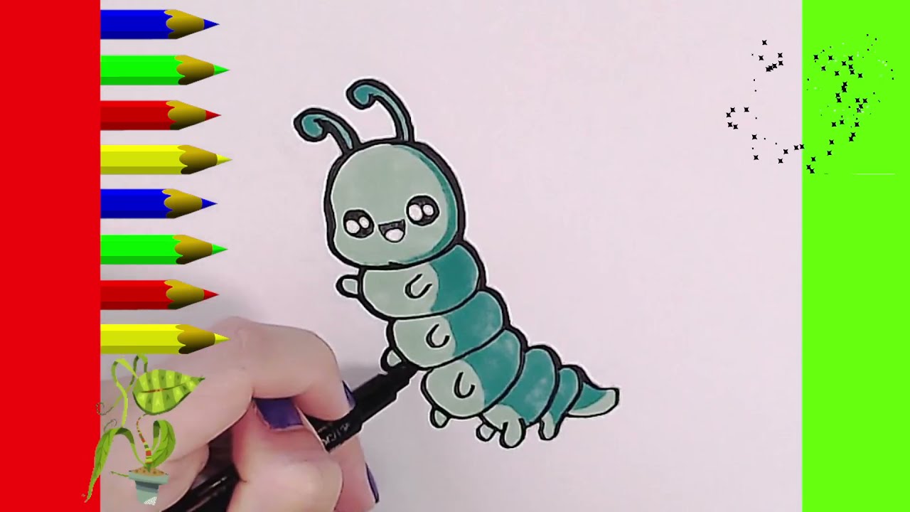 Escudero eso es todo pecho Dibujos Kawaii paso a paso Fácil y divertido Cómo dibujar Animales Oruga  Ciempiés - YouTube