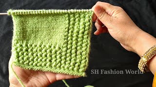 Knitting design with Button patti for border, full sweater, ladies and gents sweater etc.