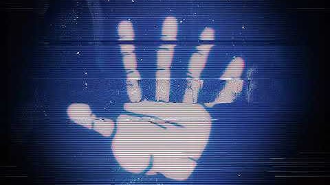 Hacker element and pixel noise Glitch with the palm