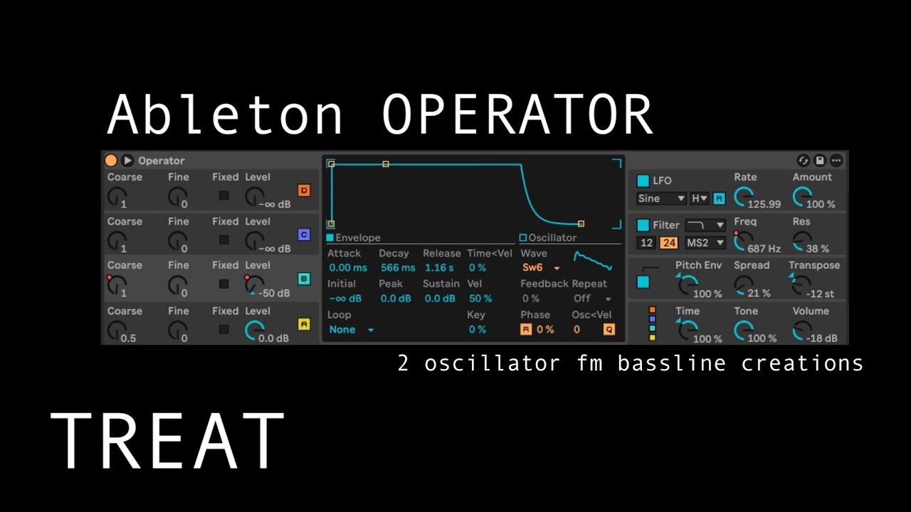 Treat x Ableton Operator - 2 oscillator fm bassline creations - YouTube