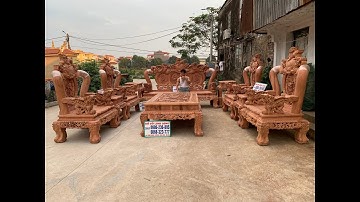 VÍP ĐỤC TAY : Bộ Nghê Bảo Đỉnh Cột 15 Chân 16 hàng THỬA LIỀN KHỐI gỗ HƯƠNG 10 món- ĐỒNG KỴ LINH LONG