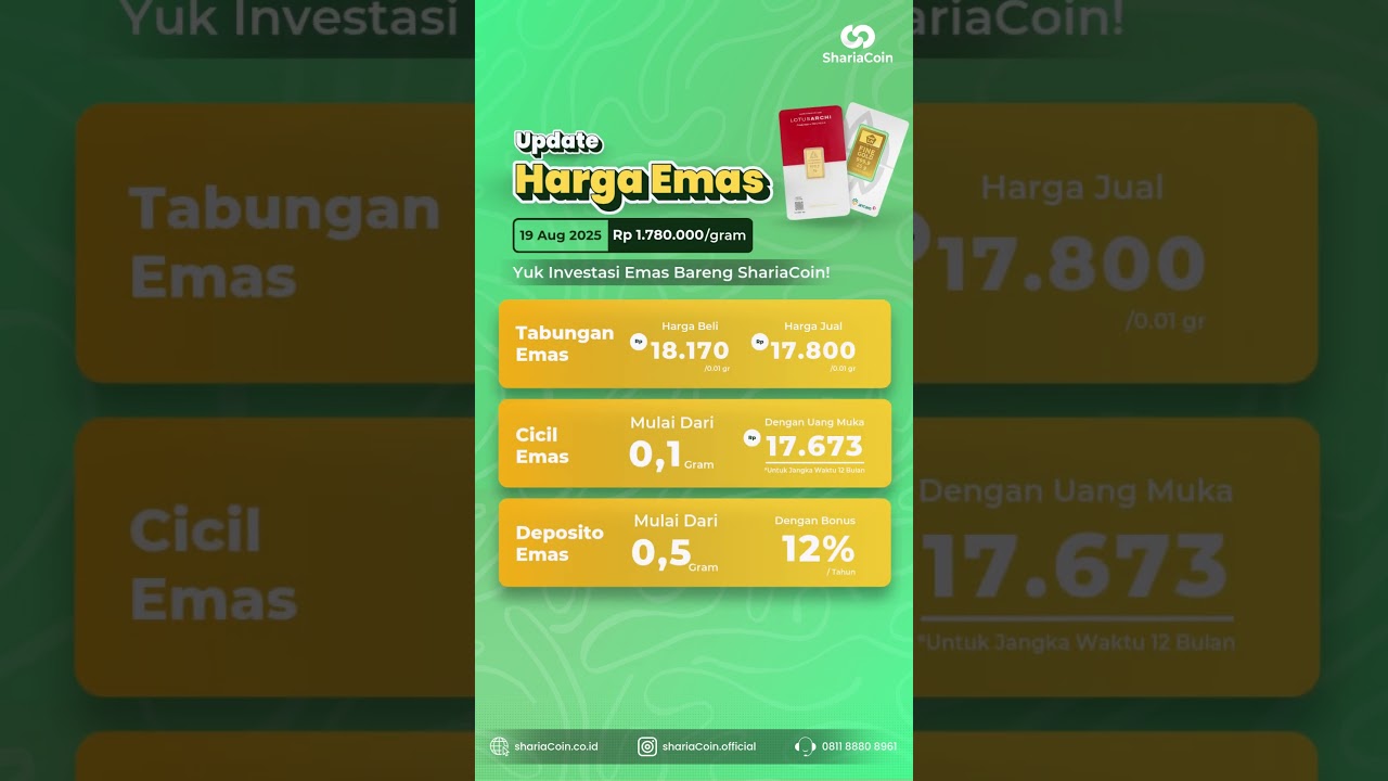 Harga Emas ShariaCoin Hari Ini, 19 Agustus 2025 