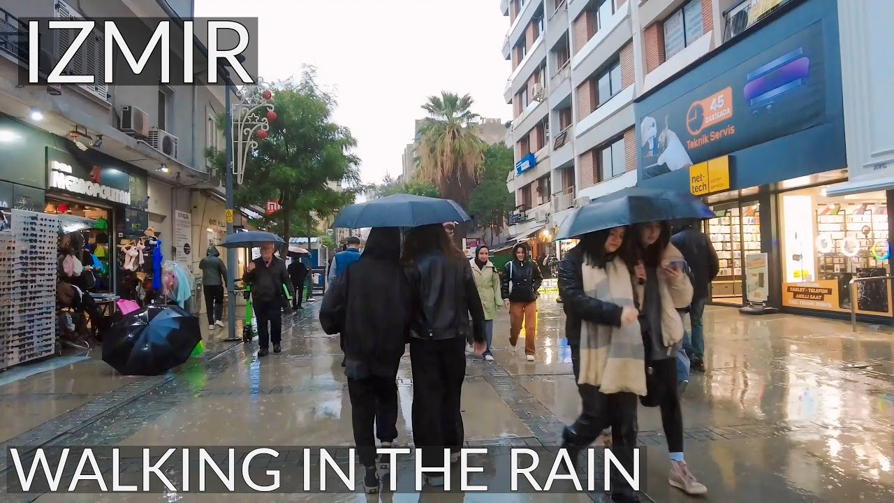 Izmir, तुर्किये | बारिश में पैदल यात्रा 4K | 25 मार्च 2024