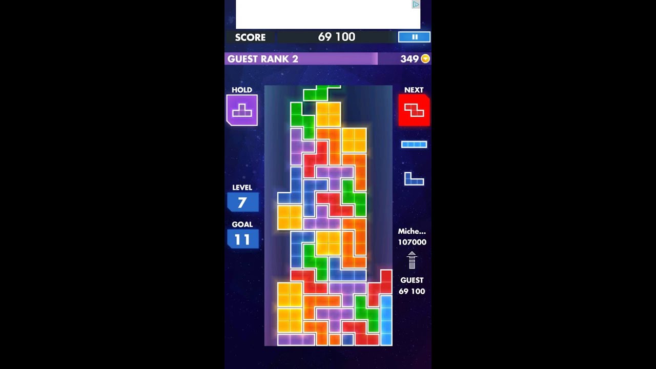 Game replay: TETRIS EA games on Android phone/tab.
