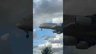 Unbelievable Approach!😱 Etihad Airways A380 at Heathrow | #Shorts #Aviation #Etihad #heathrow #A380