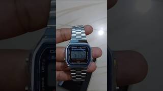 Casio Vintage A168WA-1WDF Black Digital Dial Silver Stainless Steel #casio
