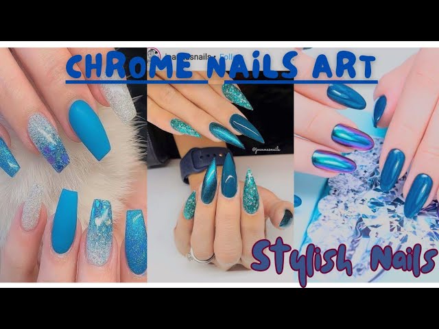 Amazon.com: Blue Chrome Nail Powder Mirror Effect Aurora Magic Metallic  Glitter for Nails Art Design 3D Holographic Blue Pigment Dust Decorations :  Beauty & Personal Care