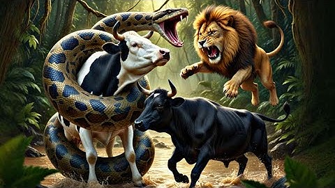 "Giant Python Attacks Cow — But Then a Lion Did the Unthinkable!"