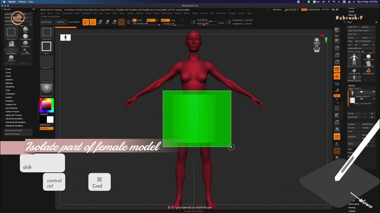 zbrush ctrl shift click to isolate poly group