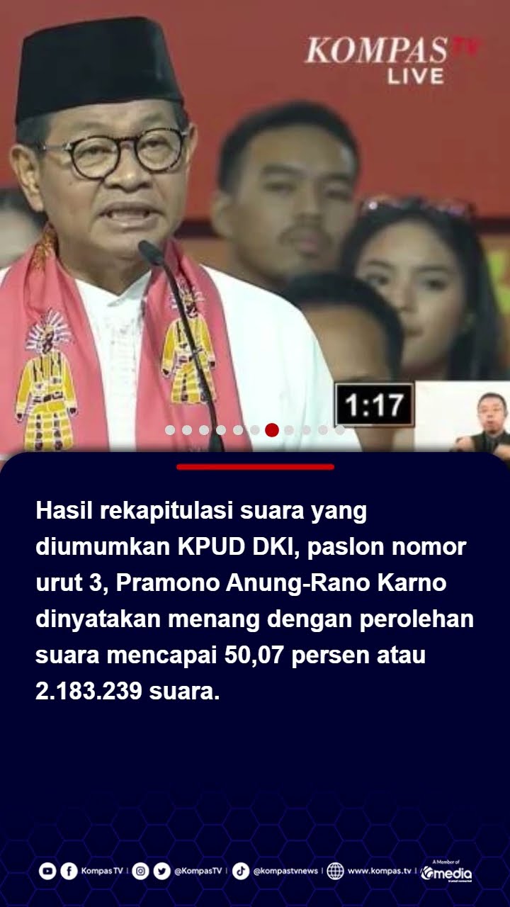 Pramono Terima Kasih Paslon 1 dan 2 Tidak Gugat Hasil Pilgub Jakarta ke MK #pilkadajakarta #pramono