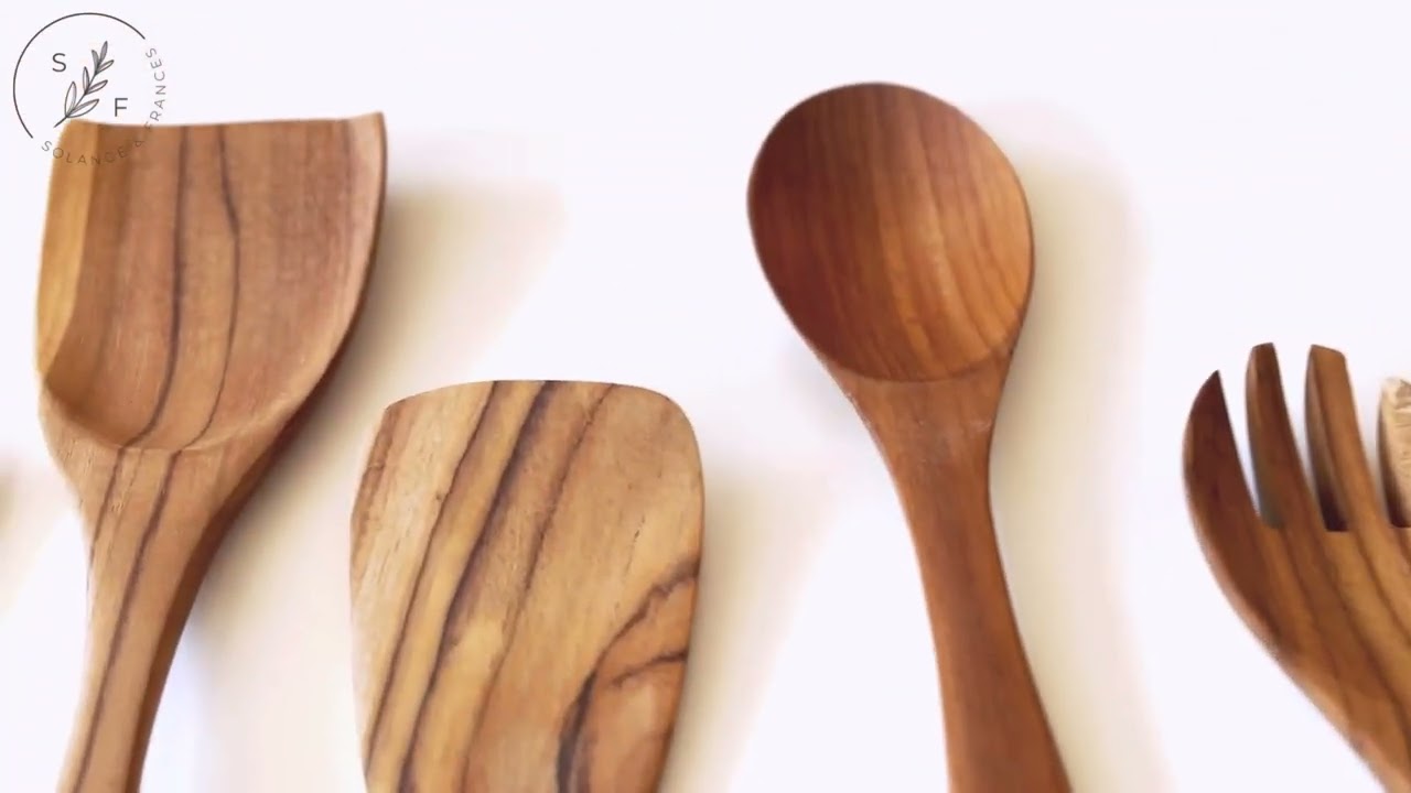 8 Piece Natural Teak Wood Spoons & Kitchen Utensils - Inspire Uplift