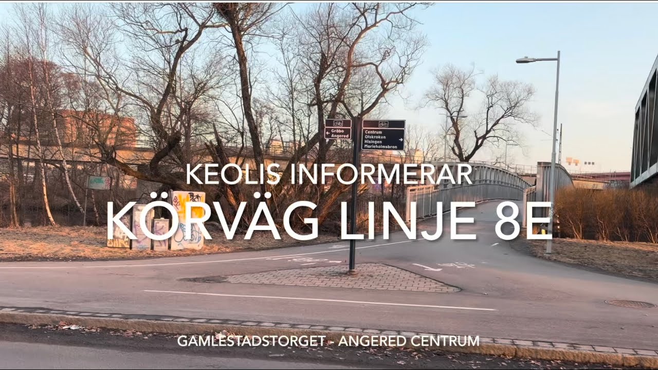 Körväg linje 8E Gamlestadstorget - Angered Centrum