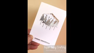 Silver trees card with Christmas tree dies