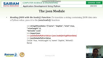LectureVideo 18CS55 Module5 Working With CSV files and JSON Data 2 Sowmya