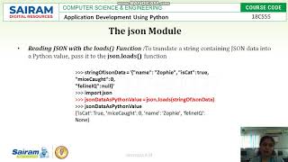 LectureVideo 18CS55 Module5 Working With CSV files and JSON Data 2 Sowmya