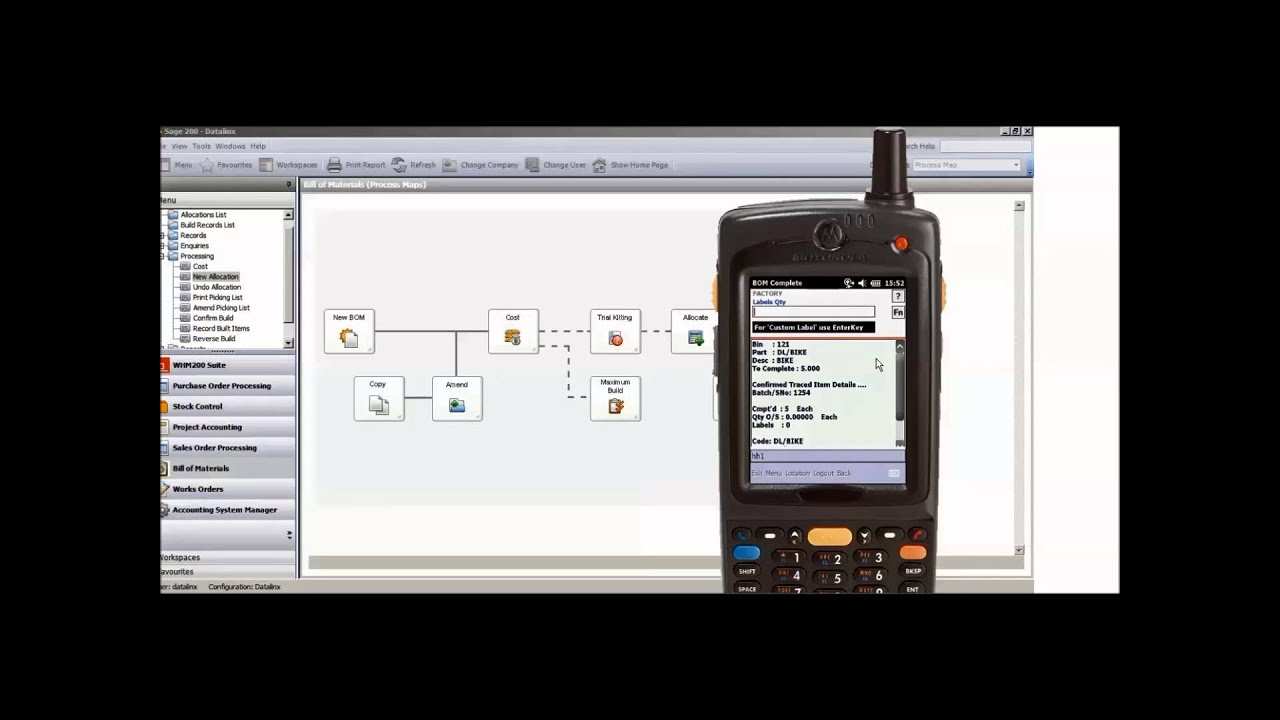 Sage 200 Bill of material completion with Datalinx Warehouse Manager