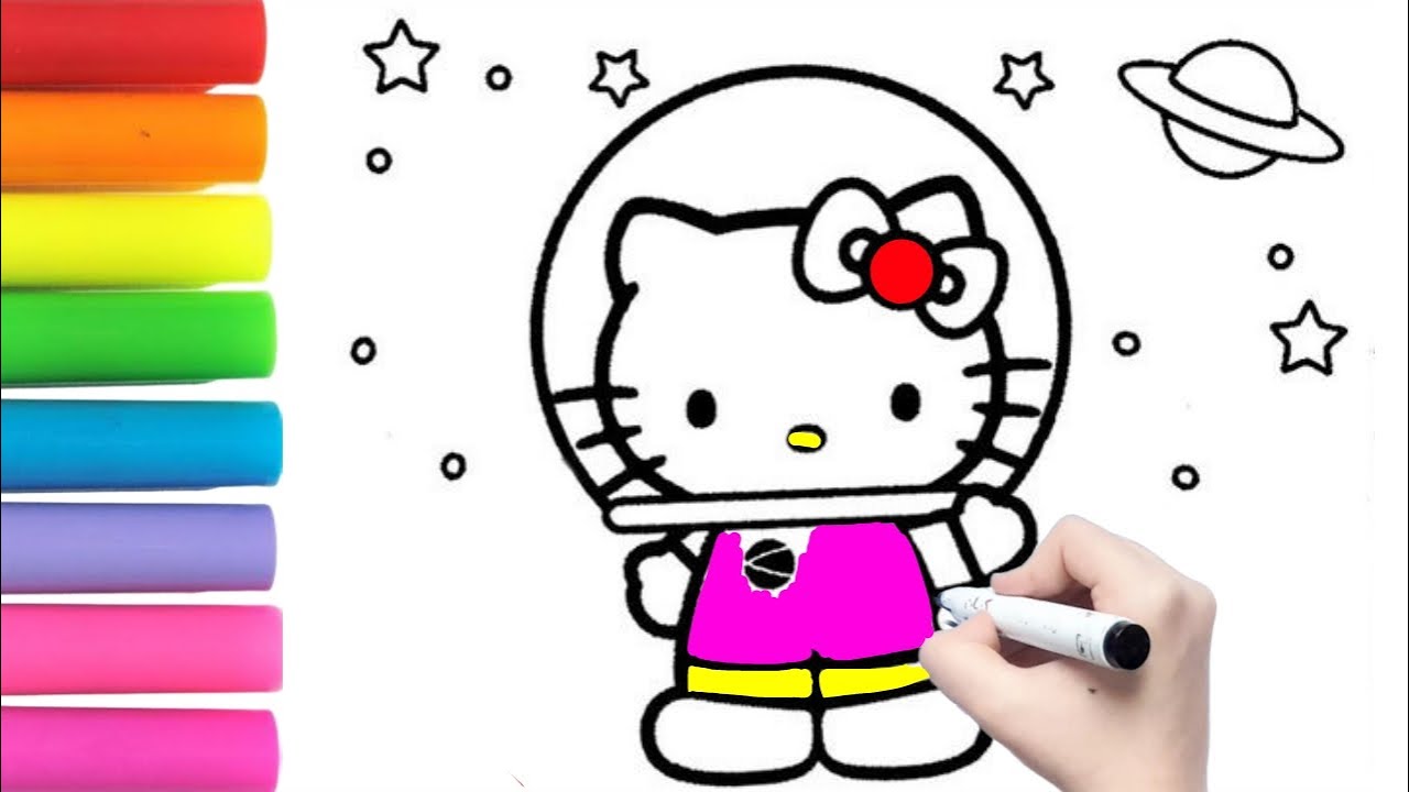 Hello Kitty Astronaut Drawing, Painting, Coloring for Kids and Toddlers ...