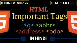 Other Important Tags In HTML | HTML Tags | abbr tag | q tag | address tag | bdo tag | Tutorials #9