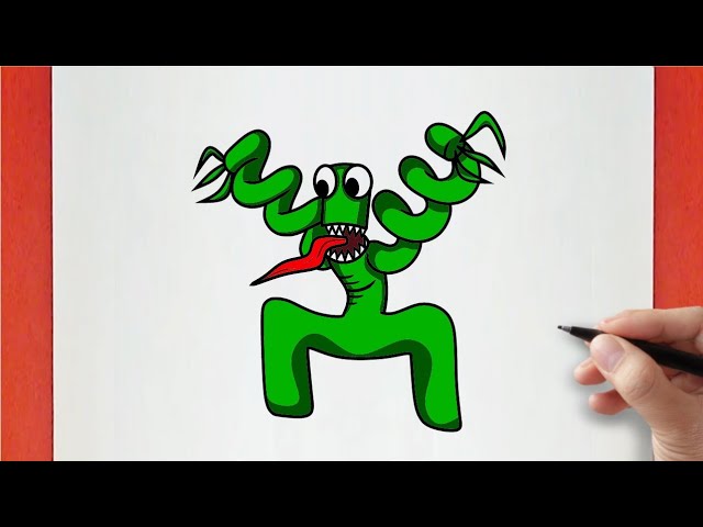 HOW TO DRAW GREEN from ROBLOX RAINBOW FRIENDS  como dibujar a green de roblox  rainbow friends 