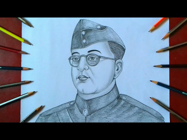 Netaji Subhash Chandra Bose sketch | Pencil portrait drawing, Glass  painting patterns, Pencil art love