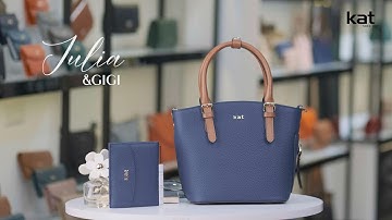 Túi xách công sở nữ thanh lịch làm từ da thật Kat - Julia màu xanh navy