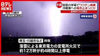 【落雷】“大規模停電”影響で「ワクチン」一部廃棄…冷蔵庫への電気止まったか　埼玉（2021年7月29日放送『news every.』より）