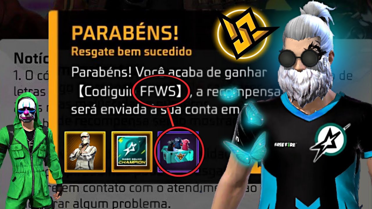 URGENTE! RECOMPENSAS MUNDIAL, CODIGUIN FF 2023, MAGIC SQUAD COM CAMISA E  AVATA NO FREE FIRE 