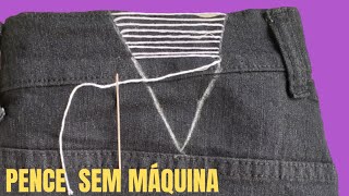 COMO apertar CALÇA JEANS na CINTURA/ COMO  FAZER PENCE COM COSTURA À MÃO (costura invisível)