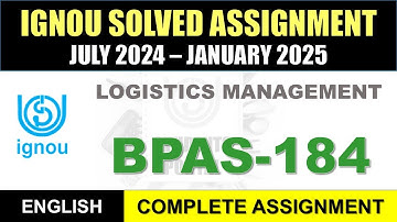 BPAS 184 Solved Assignment 2024-25 || bpas-184 solved assignment in English || July 2024 to Jan 2025