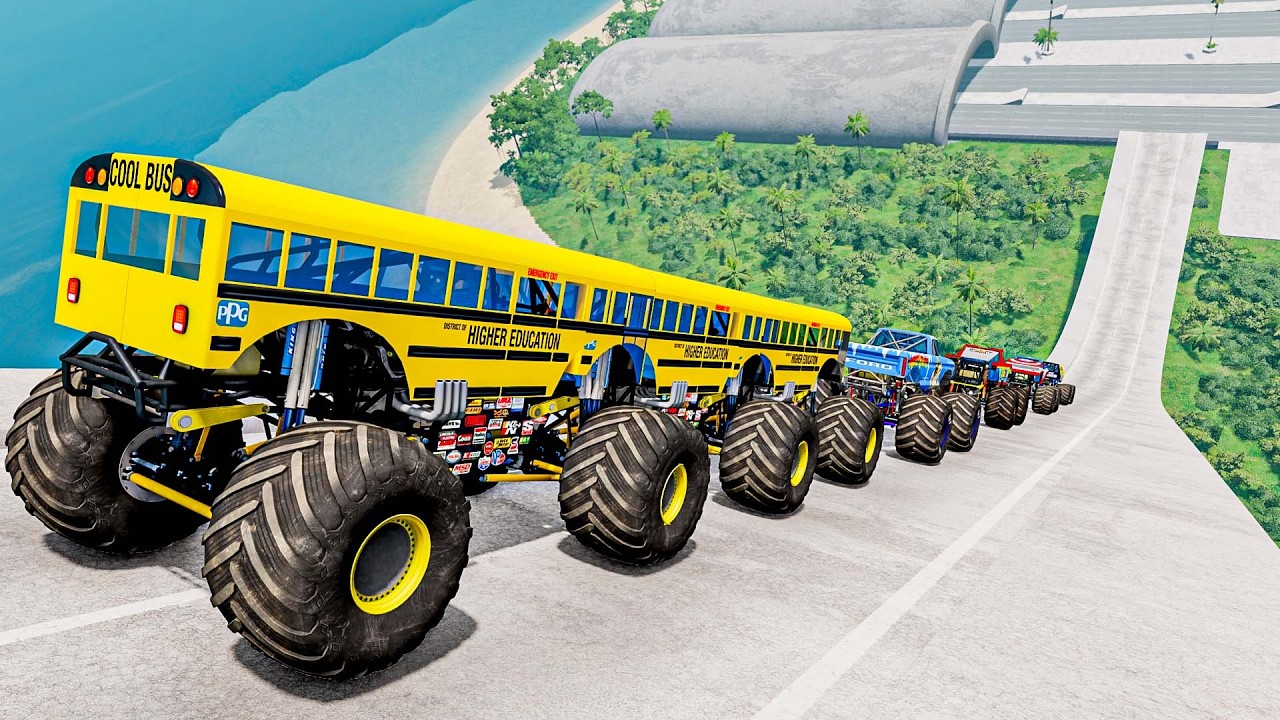 #205 Epic High Speed Monster Jumps | Monster Trucks & Cars - Beamng Drive