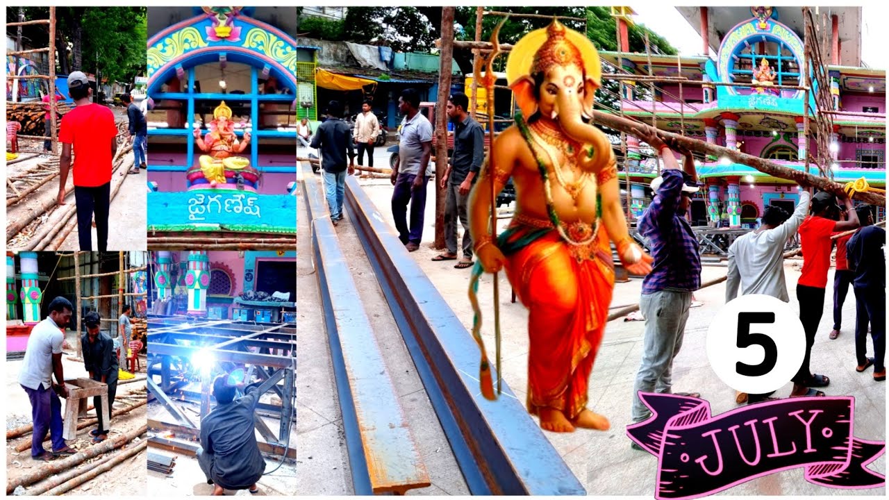 Khairathabad Ganesh 70ft Iron Poll Fixing Work Update 70ft Eco Friendly ...