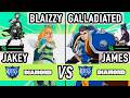 2XKO ▰ Blaizzy + Jakey (Ahri / Jinx) vs Galladiated + James (Darius / Caitlyn) ▰ High Level Gameplay