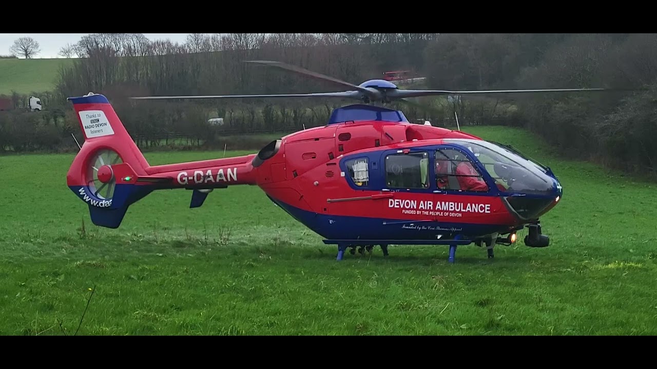 Devon Air Ambulance HLE71(G-DAAN) Taking Off At Deep Lane Plympton 25/02/26