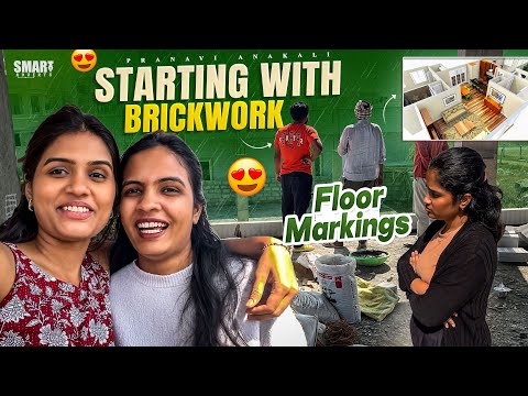 STARTING WITH BRICKWORK 🧱 😁FLOOR MARKINGS 😍🏠|| PRANAVI ANAKALI